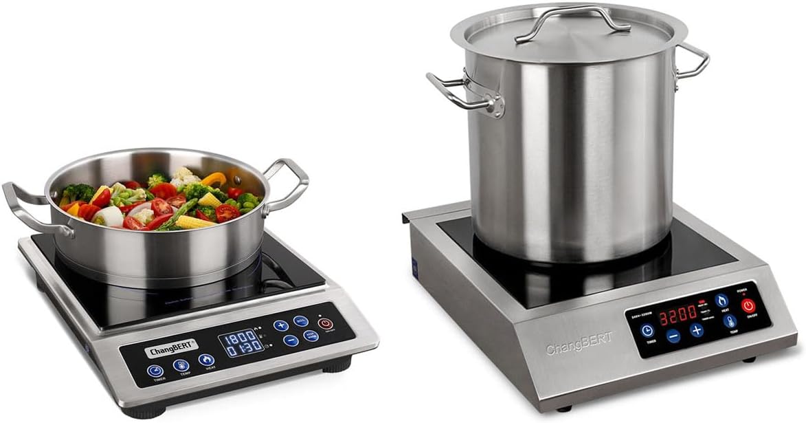 ChangBERT Portable Induction Cooktop 18 Temp Settings Countertop Burner & Induction Cooktop 208-240V 3200W NSF Certified Commercial Range Countertop Burner