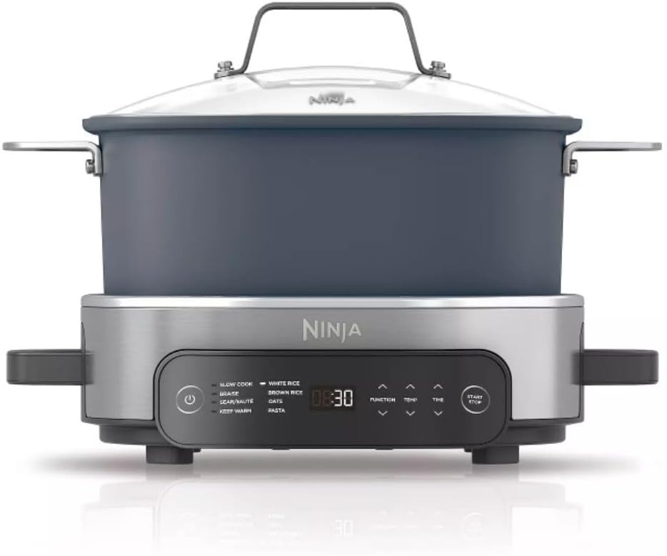 Ninja Everyday PossibleCooker PRO 10-in-1 6.5 Qt Multi-Cooker \u2013 Replaces 10 Tools, Nonstick Pot, Glass Lid & Integrated Spoon (Stainless Steel\/Midnight Blue)