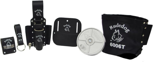 Rodbuster Tool Belt Package – 6 Piece, Premium Rodbuster Package – Tie Wire Reel, Pad, Rodbuster Pouch, Spud Holder, Bolt Bag - Rudedog USA #9021