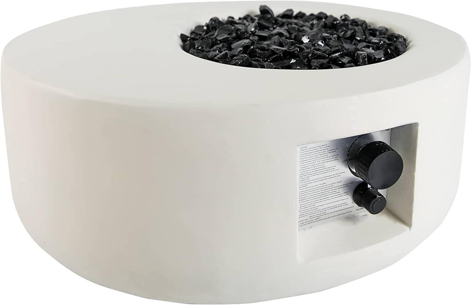 Bluegrass Living HF26900AA Carlisle Propane Fire Pit Table for Patio and Deck Use, MGO Construction, Includes Glass Beads and Protective Cover, 26 Inches, White