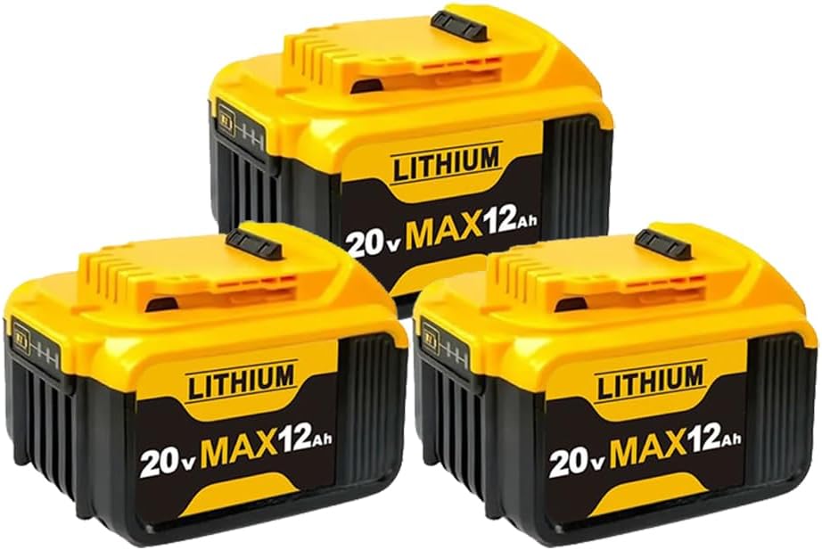3Pack DCB200 12Ah 20V Battery Replacement for Dewalt 20V Max Battery, Compatible with 20 Volt Dewalt Batteries Cordless Power Tools with LED Indicator