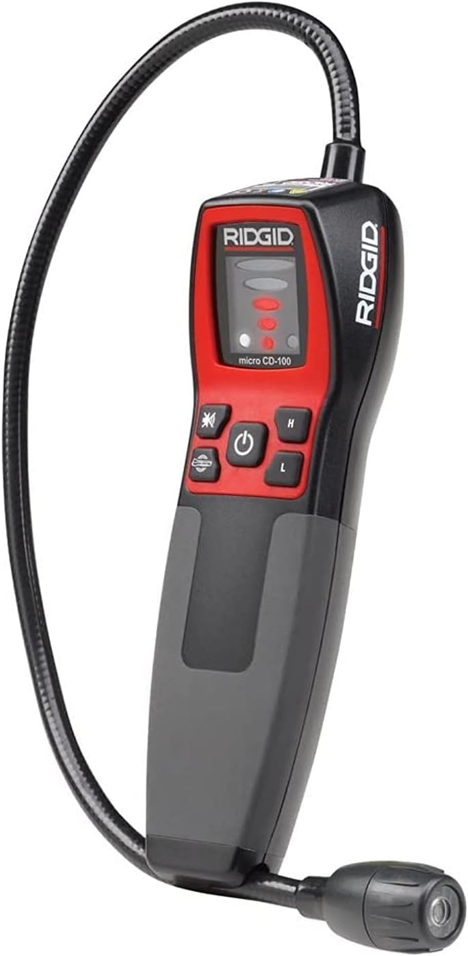 RIDGID 36163 CD-100 Micro Combustible Gas Handheld Diagnostic Detector with 16" Flexible Probe and Visual, Audible, and Vibration Alarms