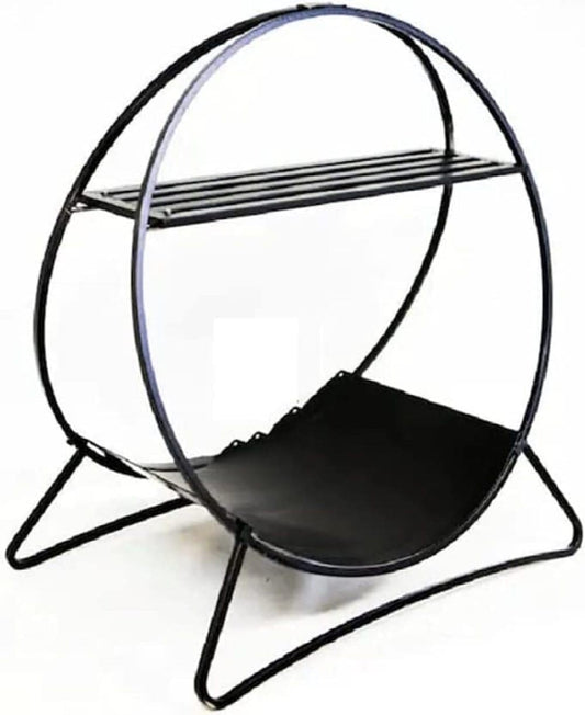 Heavy Duty Steel Firewood Rack – Indoor/Outdoor Tubular Log Holder, Easy to Assemble, Powder-Coated, Curved Handle Design, 64x40x68 cm