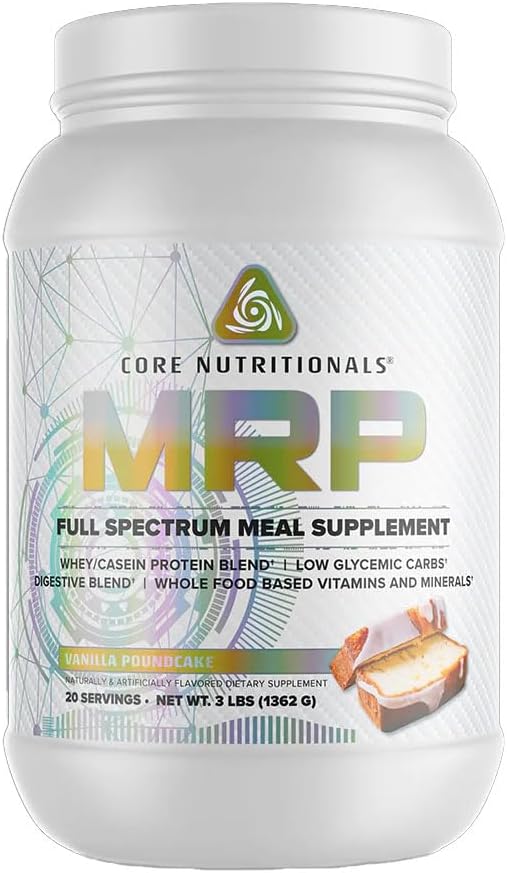 Core Nutritionals MRP Full Spectrum Meal Replacement | Whey Protein Blend + Low Glycemic Carb Blend | 27g Protein | 3 Pound (Vanilla Pound Cake)
