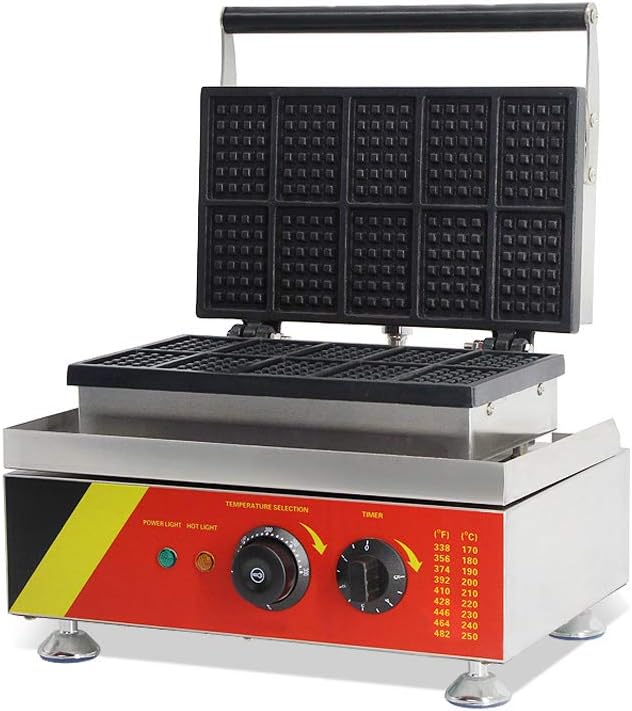 TECHTONGDA Commercial Waffle Maker Machine Mini Nonstick Belgian Waffle Iron Baker for Home and Kitchen 110V 10pcs/time