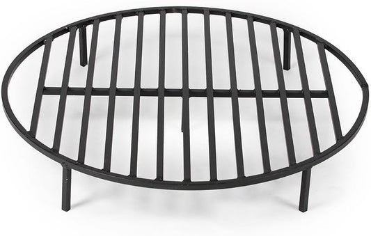 TITAN GREAT OUTDOORS Ash & Ember Round 30in Fire Pit Grate, Heavy Duty 1\/2in Steel Elevated Log Wood Pit Grate, Burning Fireplace and Firepits