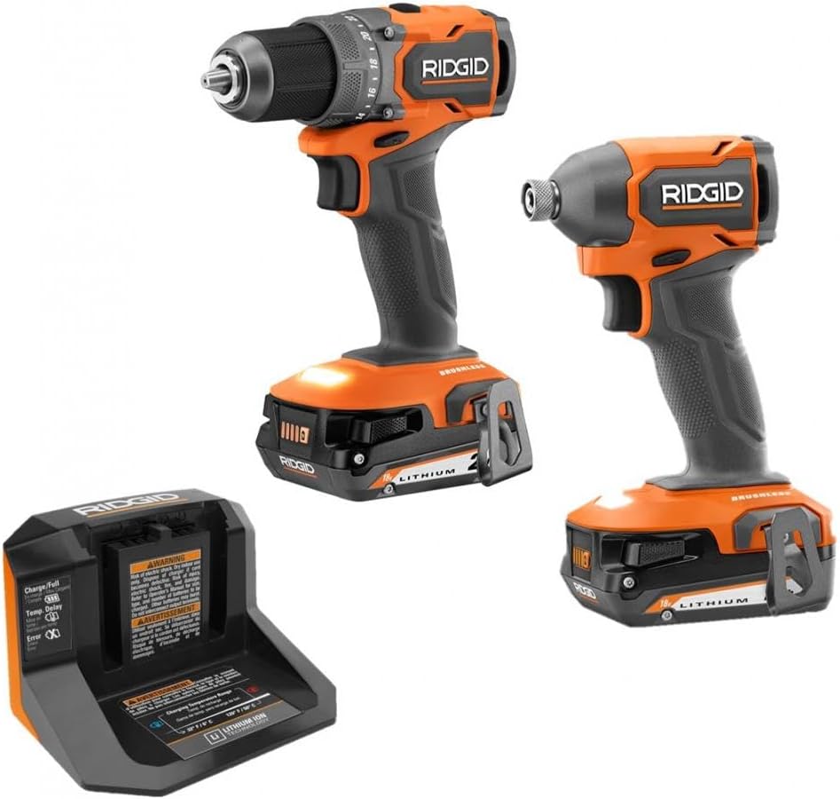 RIDGID 18V SubCompact Brushless 2-Tool Combo Kit IMPACT & DRILL DRIVER, R97801