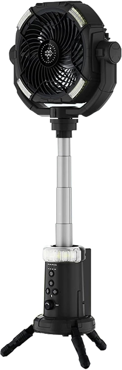 WNGJZZYC Telescopic Misting Fan, Cooling Desk Mist Fan for Outside, Three Lighting Modes for Home Office Camping Patio(Black)