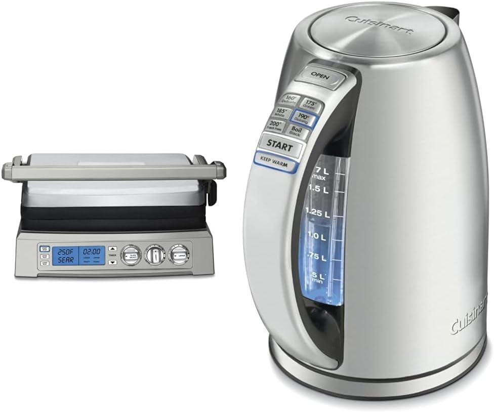 Cuisinart Elite Griddler Bundle with Cordless Electric Kettle, Stainless Steel