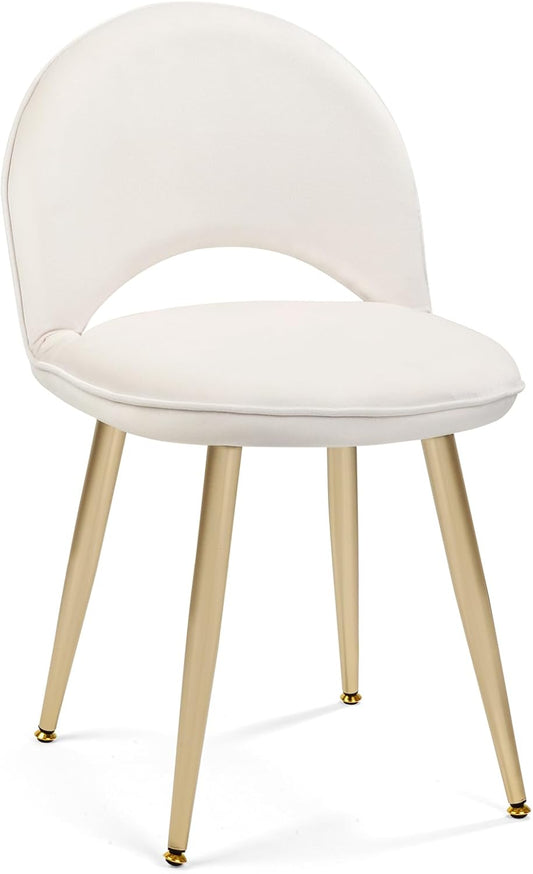 2BYF Vanity Chair with Adjustable Back Vanity Stool with Backrest Multifunction Chair for Dressing Home Office Kitchen Dinning Room and Living Room(Adjustable Backrest-Velvet White)