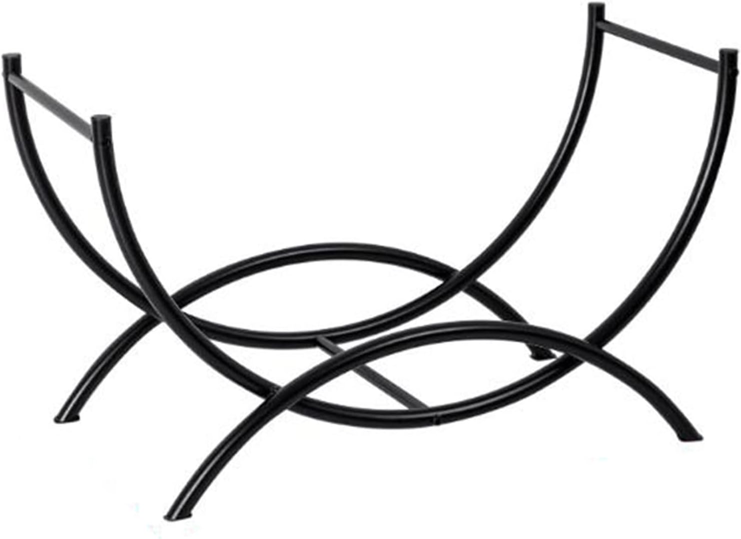 Large 66cm Curved Log Hoop with Oval Base, Indoor/Outdoor Firewood Racks for Kindling Wood Storage, Wood Burning Stove, Black