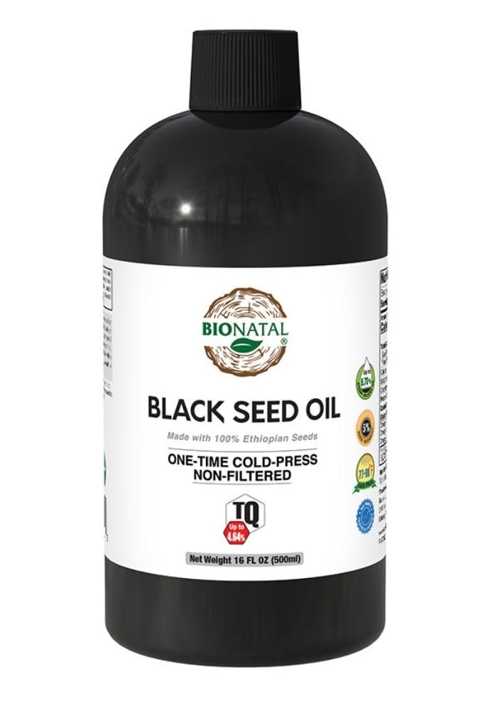Ethiopian Black Seed Oil 16oz PET/Plastic Bottle – Cold Pressed Nigella Sativa Producing Black Cumin Seed Oil, Unrefined & Non-Filtered, High TQ Up to 4.64% – Supports Immune System, Digestion & Joints – BioNatal
