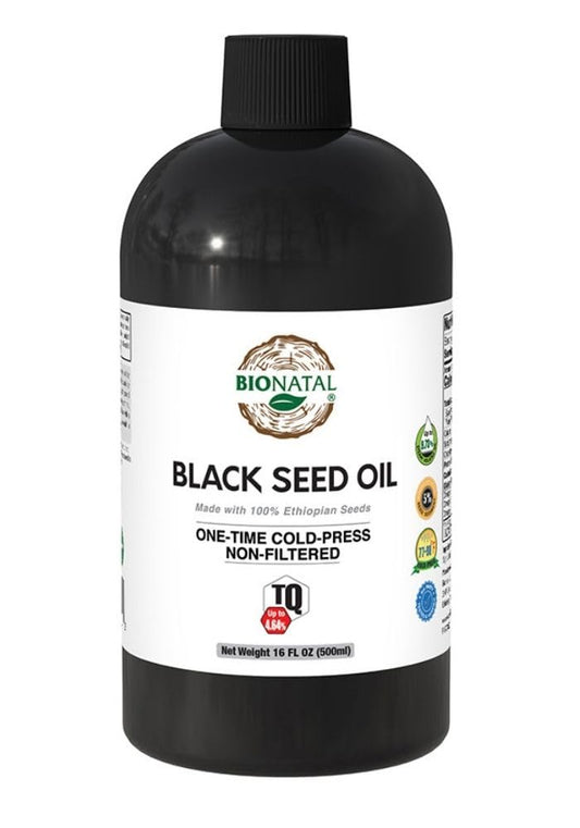 Ethiopian Black Seed Oil 16oz PET/Plastic Bottle – Cold Pressed Nigella Sativa Producing Black Cumin Seed Oil, Unrefined & Non-Filtered, High TQ Up to 4.64% – Supports Immune System, Digestion & Joints – BioNatal