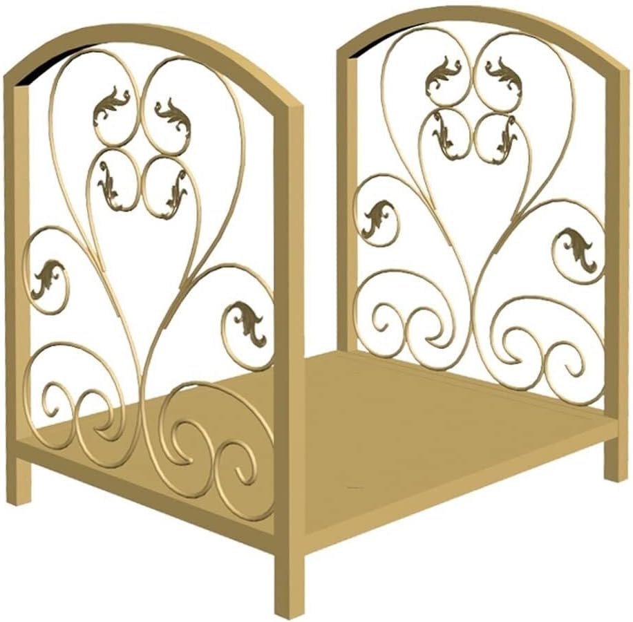 JINLUMUY Firewood Storage Rack \u2013 Iron Black & Gold Metal Firewood Shelf, Large Capacity, Easy to Assemble for Indoor & Outdoor Use(Gold)