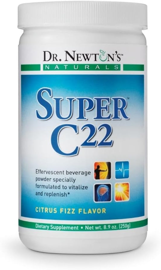 Dr. Newton’s Naturals Super C22 Effervescent Vitamin C Fizzy Powdered Drink Mix with 22 Natural Sources of Vitamin C – 1500mg -8.9 Ounce Can
