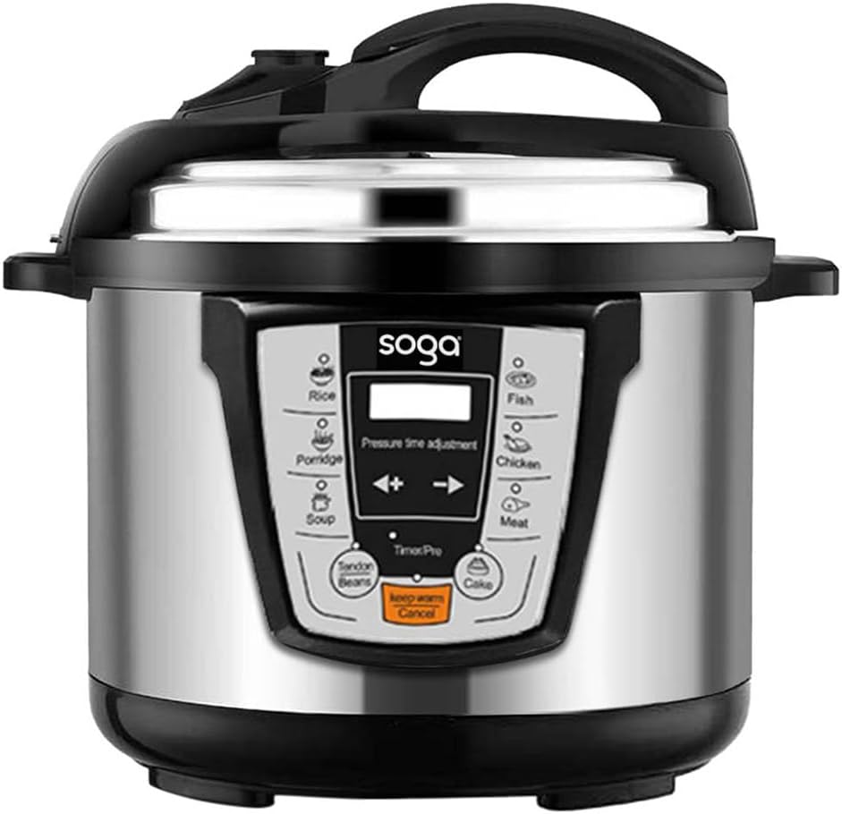 SOGA Electric Stainless Steel Pressure Cooker 10L 1600W Multicooker 16