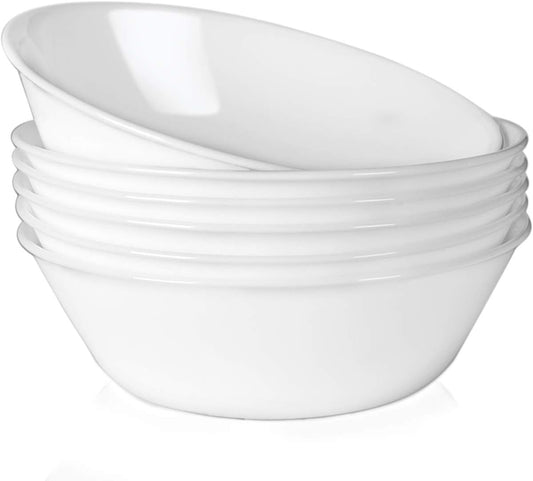 DELLING 1.3 Qt / 43 Oz Serving Bowls Set for Pasta, Salad and More - 6 Pack White Dishes
