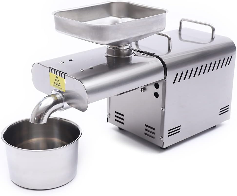 750W Electric Oil Press Machine Full Stainless Steel Oil Press for Olive Peanut Sesame Coconut Sunflower Seeds