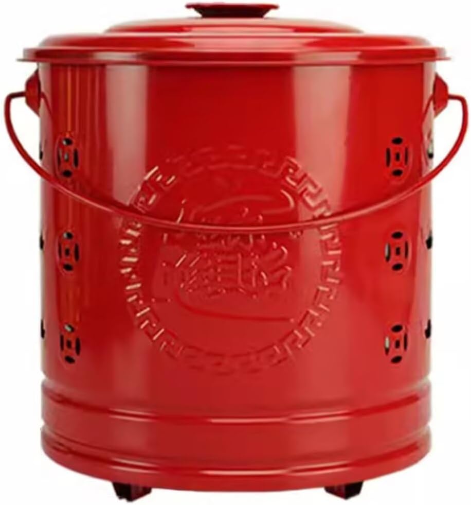 Portable Garden Incinerator Stainless Steel Metal Burn Barrel Thick Liner with Fire Hook & Rack - Fast-Burning Outdoor Waste Burner for Home, Camping, Yard Trash, Leaves & Paper