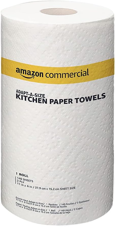 AmazonCommercial 2-Ply White Adapt-a-Size Kitchen Paper Towels (SOFI-056) | Bulk | Adapt-a-size | Individually Wrapped | FSC Certified |140 Towels per Roll (30 Rolls)(11 x 6 Sheet)