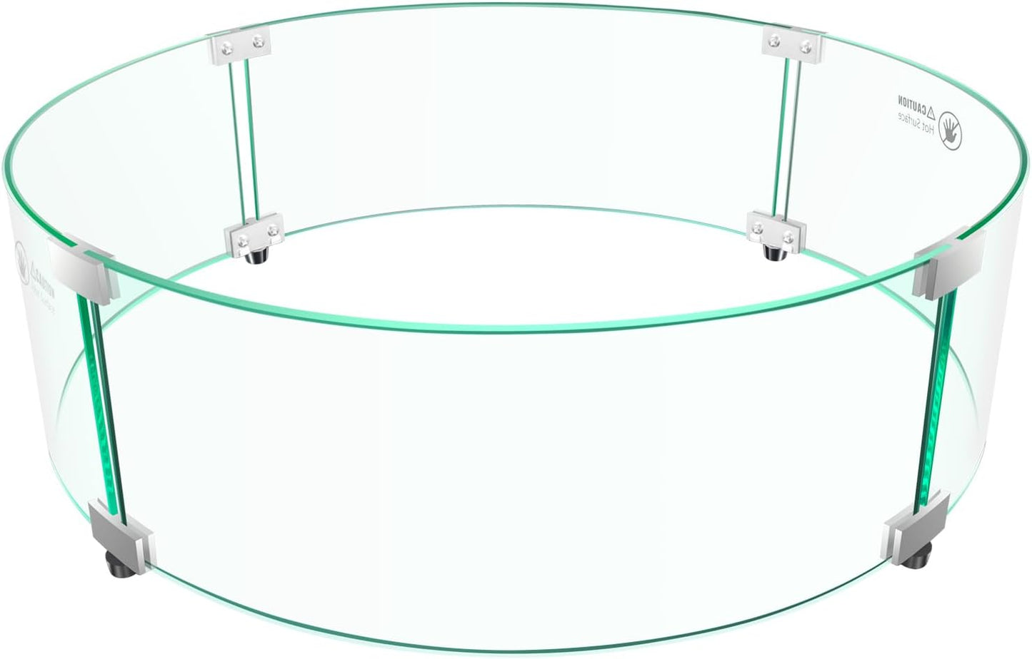 Pariplus Fire Pit Wind Guard - 23" x 23" x 7" Round Glass Wind Guard for Outdoor Gas Fire Pit Table, Clear Tempered Glass with Hard Aluminum Brackets, Easy Assembly