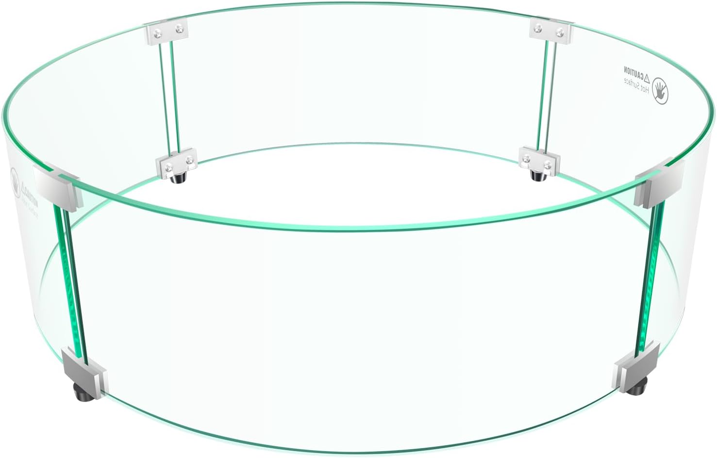 Pariplus Fire Pit Wind Guard - 23" x 23" x 7" Round Glass Wind Guard for Outdoor Gas Fire Pit Table, Clear Tempered Glass with Hard Aluminum Brackets, Easy Assembly