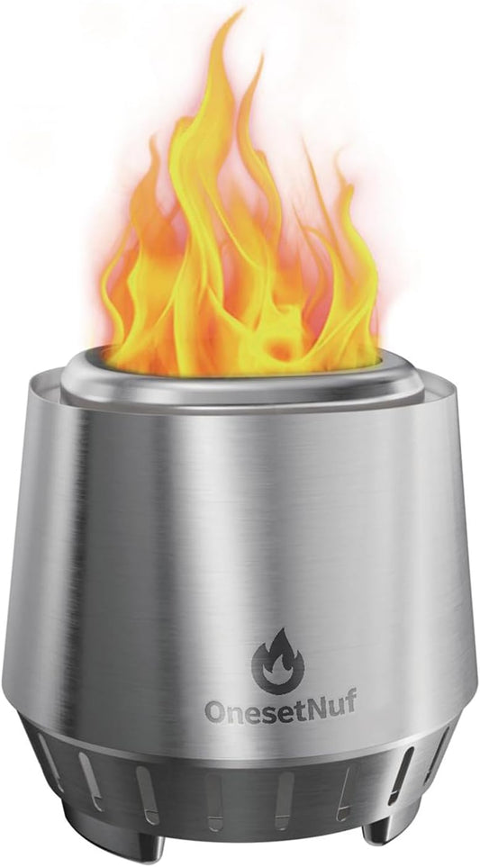 Mini Tabletop Fire Pit 8", Smokeless Dual-Burn Design with Removable Ash Tray, Indoor & Outdoor Use Safe Stainless Steel Firepit for Patio, Balcony & Camping