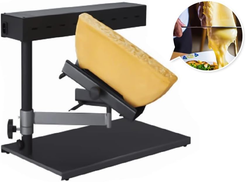 Commercial Raclette Cheese Melter Electric Raclette Machine Swiss Dish Maker Demi Melting Warmer Adjustable Angle for Half Nacho Cheese Wheel Sliced Cheese