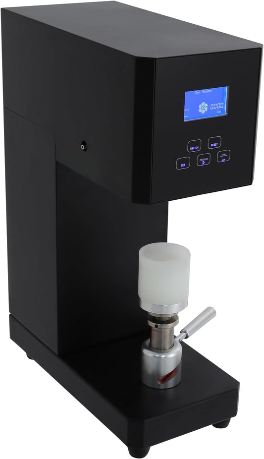 Automatic Can Sealing Machine, 370W 110V Commercial Soda Cans Sealer Glass Plastic Tin Can Cup Can Sealer with 4-6 Sec Seal Speed Max Sealable Height 6.69" Diameter 2.17" Max. Bottom Dia 2.87" (Black)
