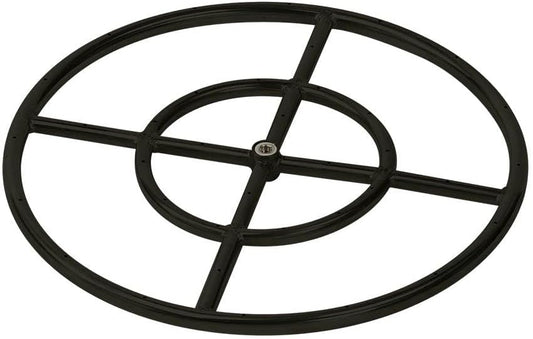 American Fire Products | Black Double-Ring Fire Pit Burner, 18-Inch Round | Use in Outdoor Natural Gas or Propane Fire Pit or Bowl | Durable Black Cold Rolled Steel, BTU 147,000 Max.