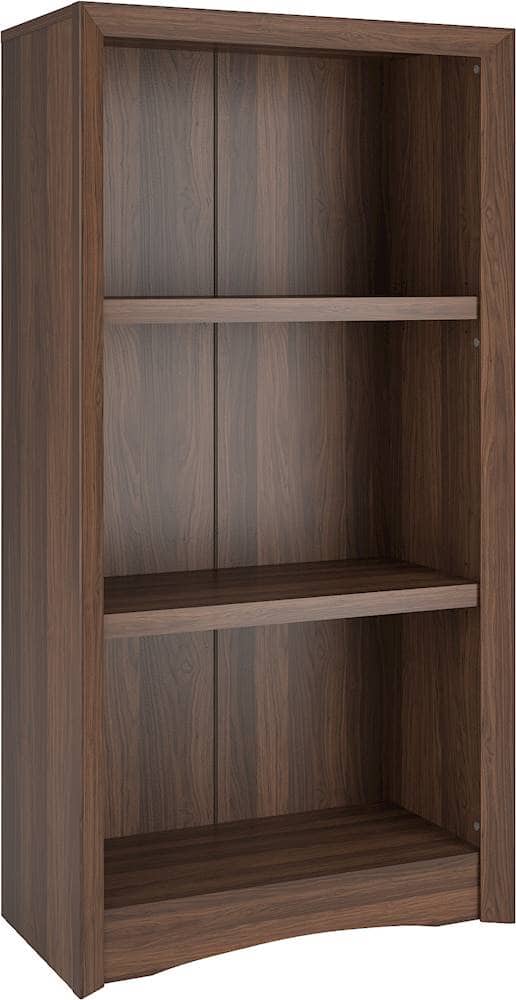 CorLiving - Quadra Collection 3 Shelf Floor-Standing Bookcase - Walnut