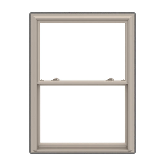 Pella 150 Series 33-1/2-in x 65-1/2-in Fossil Fossil Vinyl Replacement Double Hung Window Low-E argon Double Pane Glass (Full Screen Included)
