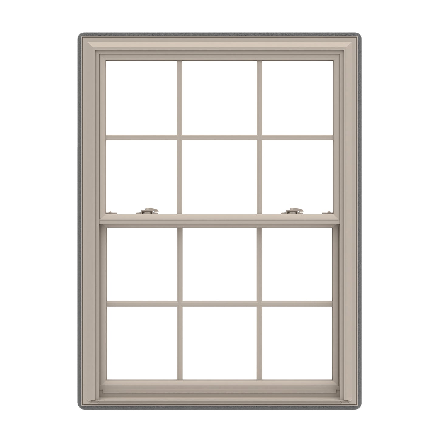 Pella 150 Series 35-1/2-in x 37-1/2-in Fossil Fossil Vinyl Replacement Double Hung Window Low-E argon Double Pane Glass with Grids (Full Screen Included)