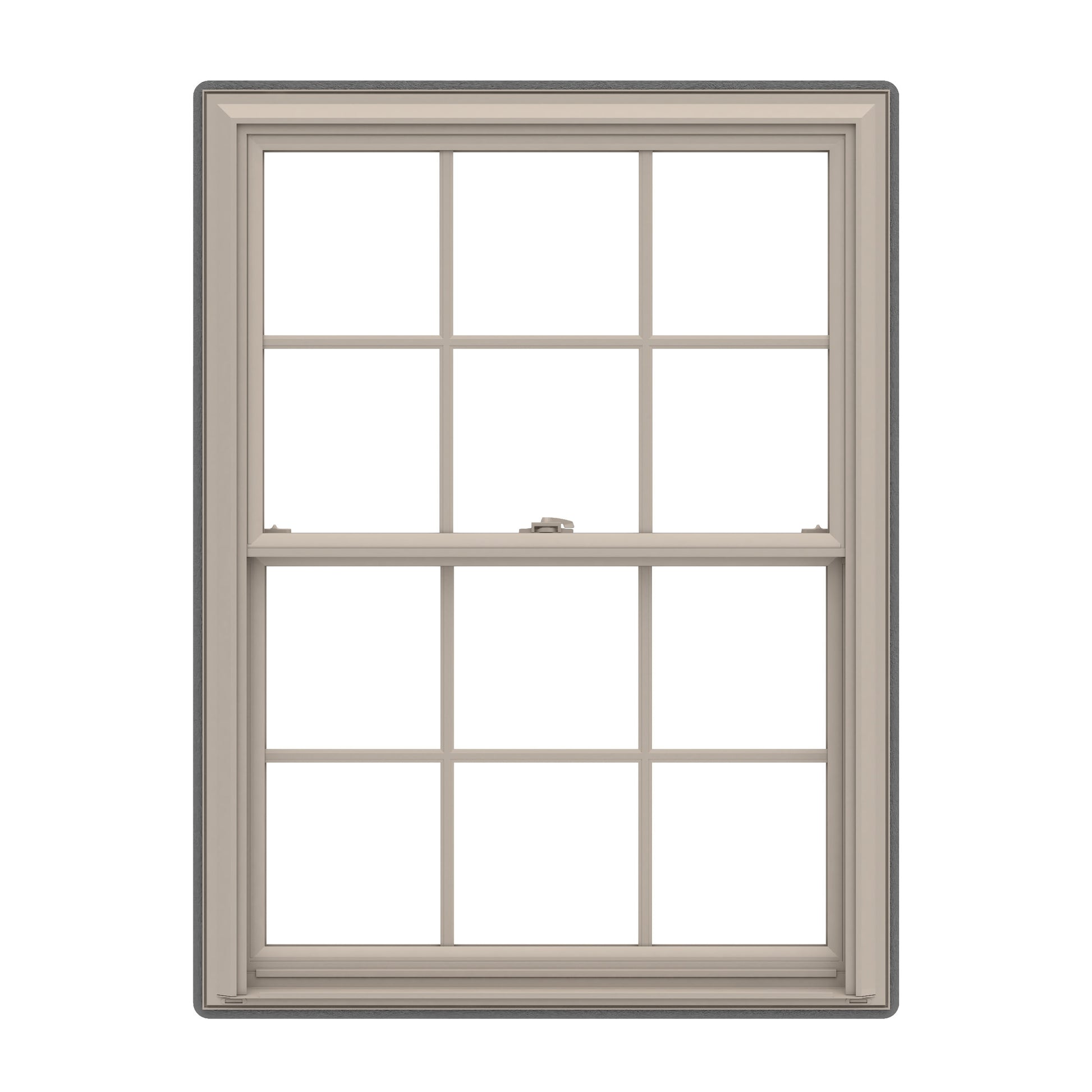 Pella 150 Series 27-1/2-in x 37-1/2-in Fossil Fossil Vinyl Replacement Double Hung Window Low-E argon Double Pane Glass with Grids (Full Screen Included)
