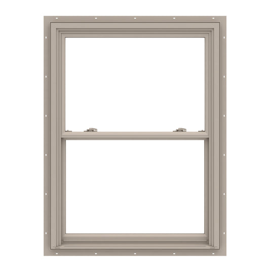 Pella 150 Series 31-1/2-in x 37-1/2-in Fossil Fossil Vinyl New construction Double Hung Window Low-E argon Double Pane Glass (Full Screen Included)