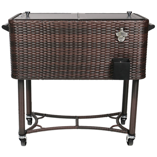 Permasteel Brown Hand-Woven Wicker 80-Quart Beverage Cooler PS-208-BB