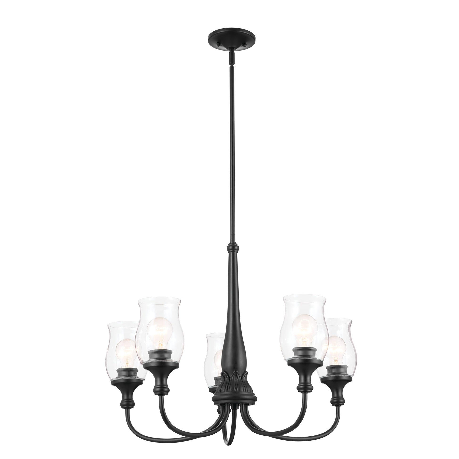 Kichler Melis 5 -Light Brushed Black Farmhouse For Use in Bedrooms, Dining Rooms, Foyers, Kitchens, Living Rooms Chandelier