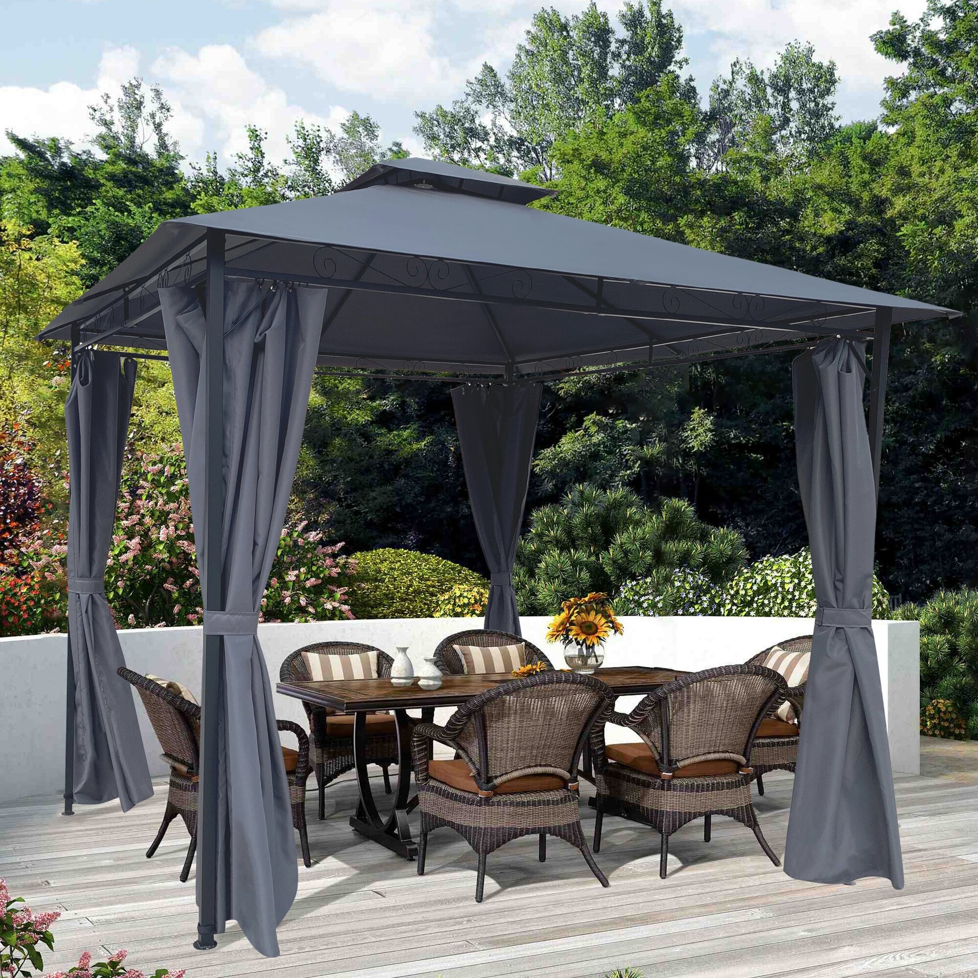 Bayfeve 10-ft x 10-ft Outdoor Patio Gazebo Gray with Soft Top Roof (Screen Included)
