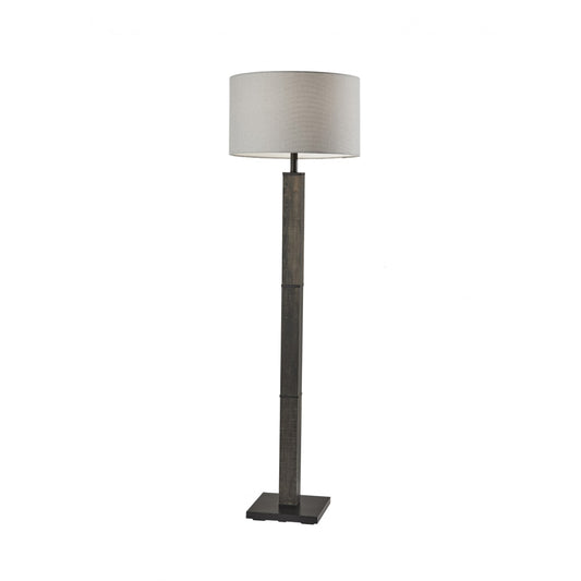 HomeRoots 61.5-in Black Standard Floor Lamp with Fabric Shade