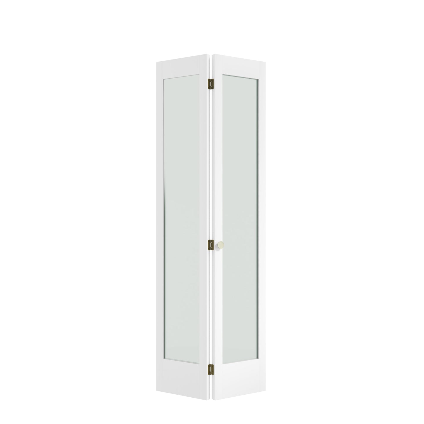 EightDoors 24-in x 80-in White primed 1-panel square Frosted glass Smooth Solid core Primed Pine Wood Closet Bifold Door ( Hardware Included )