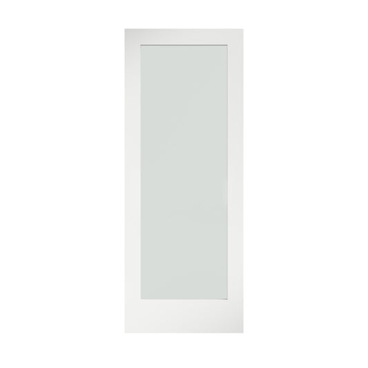 EightDoors 36-in x 80-in White primed 1-panel square Frosted glass Smooth Solid core Primed Pine Wood Slab Door