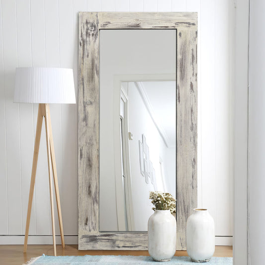Dovelina 32-in W x 71.0-in H Rectangle Weathered White Framed Full Length Wall Mirror