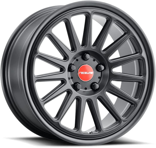 Raceline Wheels 315B GRIP Wheel Satin Black 18X9.5"5X100 Bolt Pattern +35mm Offset\/(6.1"B\/S) 15 Spoke Aluminum Passenger Car Wheels, Full Size Replacement Black Car Rims