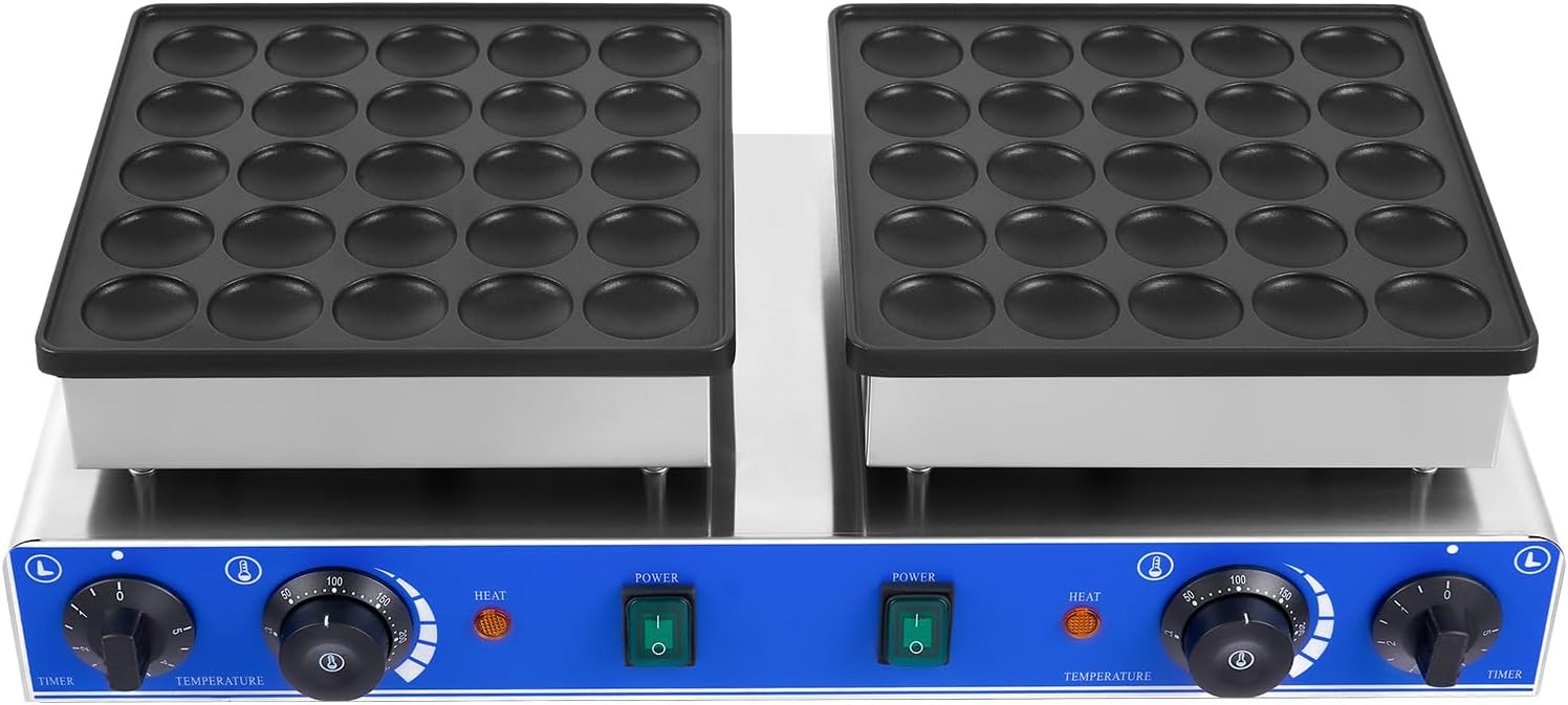 1700W Mini Dutch Pancake Baker Maker 50PCS Commercial Electric Nonstick Waffle Maker Machine with 50-300°C Temperature Adjustment 60Hz Cupcake Maker Machine Suitable for Home or Restaurant