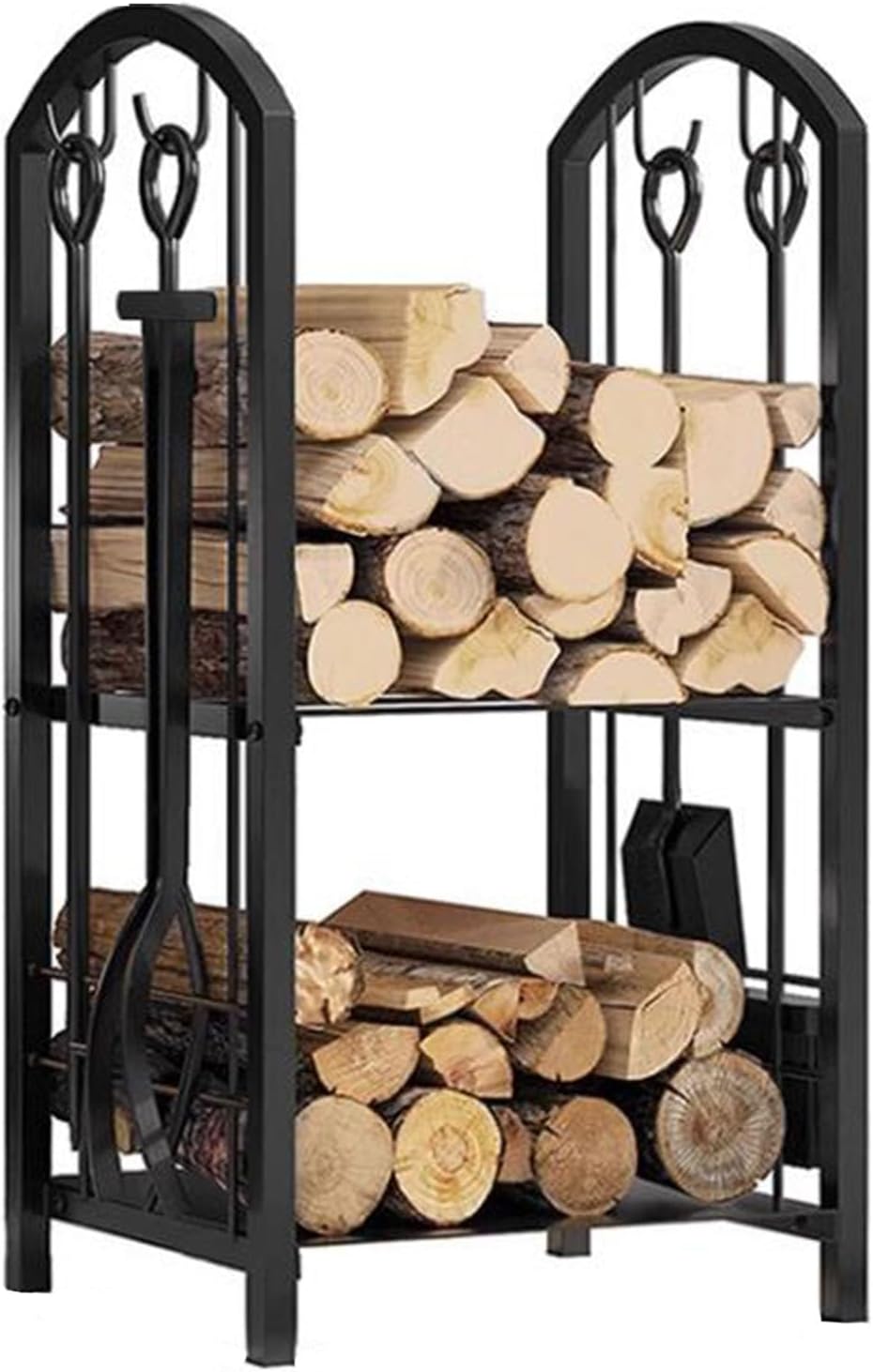 Fire Tools for Fireplace Kit for Hearth/Fire Pit/Stove, Fireplace Tool Set Rack for Indoor Outdoor, Black Firepit Fireset Tool Stand with Poker Tongs Brush Shovel