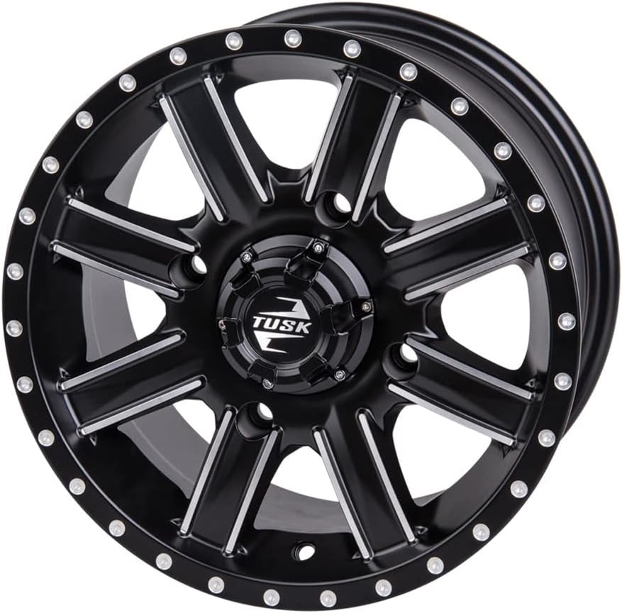 TUSK 4/156 Cascade Wheel 14x7 5.0 + 2.0 Machined/Black Compatible with Polaris RZR XP 4 1000 2014-2021