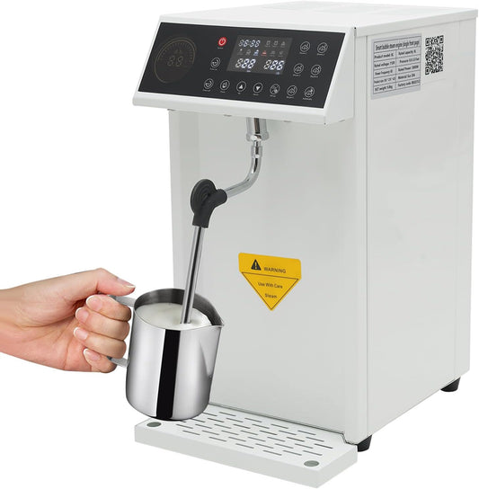 Commercial Milk Frother, 8L Automatic Milk Foam Machine Electric Steam Milk Frothing Machine Coffee Milk Foam Machine Steamer with LED Display for Tea Coffee Shop