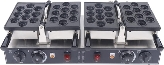 20pcs Walnut Waffle Maker Machine, 1500W Non-Stick Electric Waffle Baking with Thermostatsfor and Timer Setting Mini Pancakes for Baking Crepes, Muffins, Dutch Pancakes