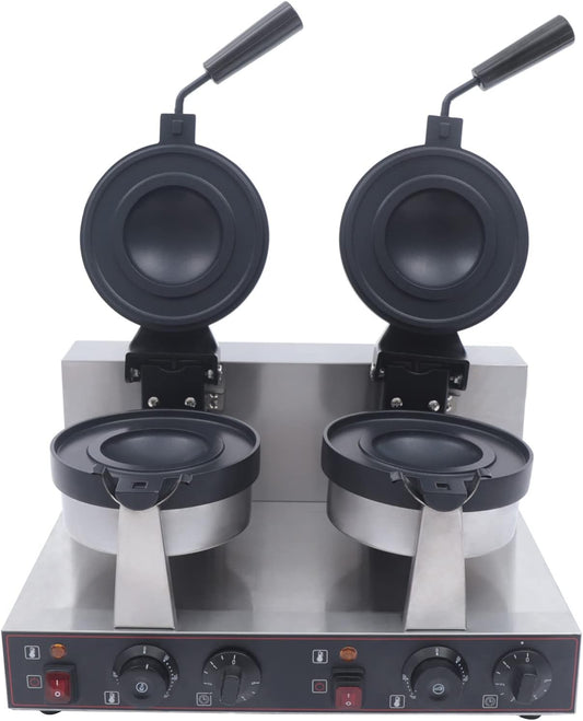 Burger Waffle Maker,Commercial Electric Dual Head Burger Panini Maker Machine,Non Stick Waffle Press Machine with Time & Temp Control Stainless Steel Material for Home Kitchens Breakfast Shops Schools