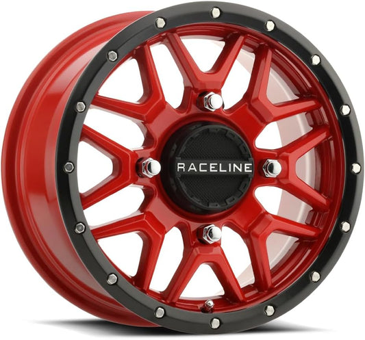 Raceline Krank Wheel-14x7-5+2 Offset-4/156 Black/Red Wheel with Aluminum (14 x 14. inches /1 x, 1 mm Offset)